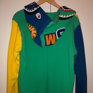 Bape Shark Zip-Up Hoodie. Yellow/Green/Blue/Grey